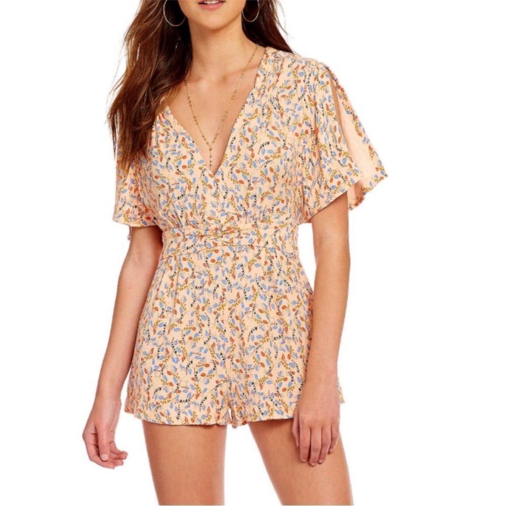 Free People Meet Virginia Floral V-Neck Romper Sz 10